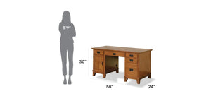 Homestyles Arts & Crafts Brown Pedestal Desk