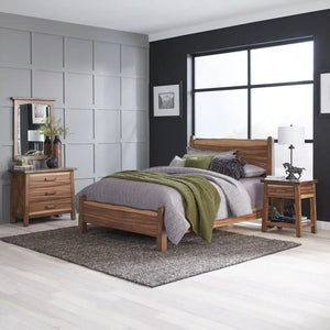 Homestyles Forest Retreat Brown Queen Bed, Nightstand, Chest, and Mirror