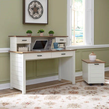 Load image into Gallery viewer, Homestyles Portsmouth Off-White Writing Desk, Hutch and Filing Cabinet