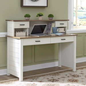 Homestyles Portsmouth Off-White Writing Desk and Hutch