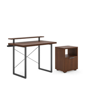 Homestyles Merge Brown Desk, Monitor Stand and File Cabinet