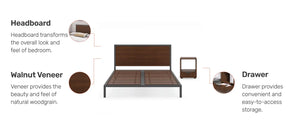 Homestyles Merge Brown Queen Bed with Nightstand