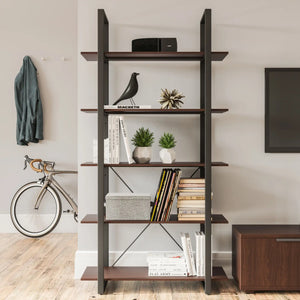Homestyles Merge Brown Five-Shelf Bookcase