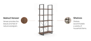 Homestyles Merge Brown Five-Shelf Bookcase