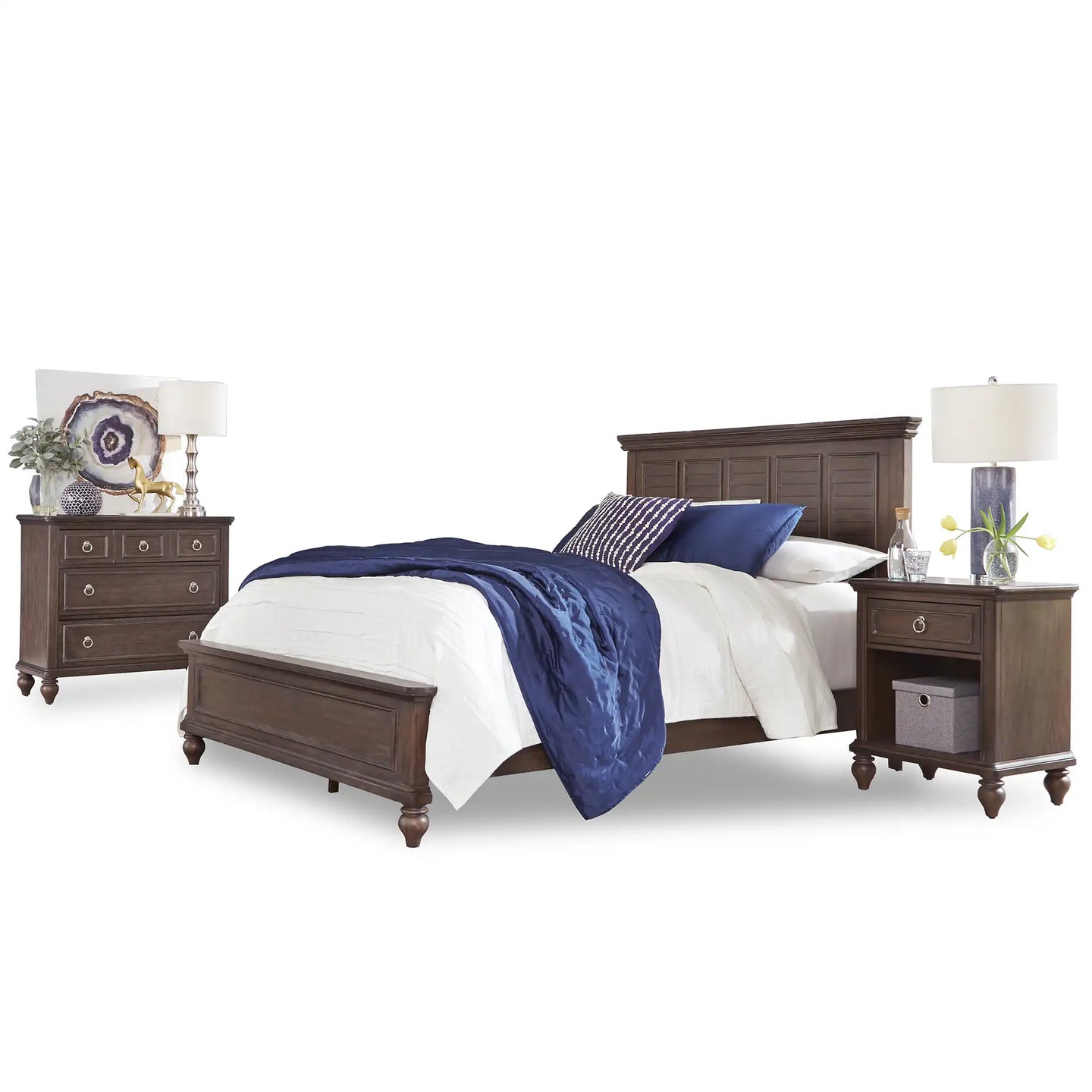 Homestyles Southport Brown Queen Bed, Nightstand and Chest