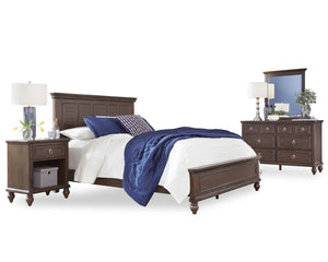 Homestyles Southport Brown Queen Bed, Nightstand and Dresser with Mirror