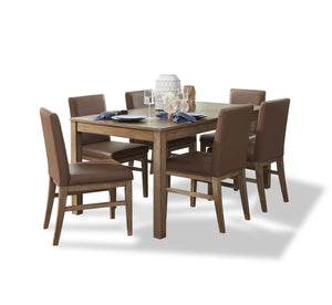 Homestyles Big Sur Brown Dining Table and 6 Upholstered Chairs