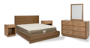 Homestyles Big Sur Brown King Bed, Two Nightstands and Dresser with Mirror