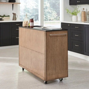 Homestyles Big Sur Brown Oak Kitchen Cart with Black Granite Top