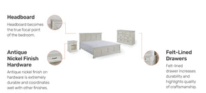Homestyles Seaside Lodge Off-White King Bed, Nightstand and Chest