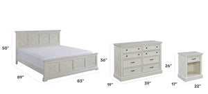 Homestyles Seaside Lodge Off-White King Bed, Nightstand and Chest