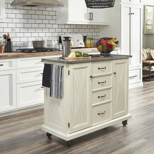 Homestyles Seaside Lodge Off-White Kitchen Cart