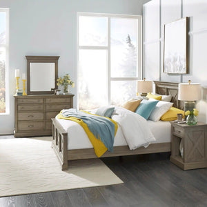 Homestyles Mountain Lodge Gray Queen Bed, Nightstand and Dresser with Mirror
