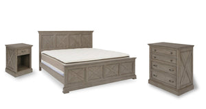 Homestyles Mountain Lodge Gray King Bed, Nightstand and Chest