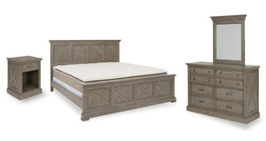 Homestyles Mountain Lodge Gray King Bed, Nightstand and Dresser with Mirror