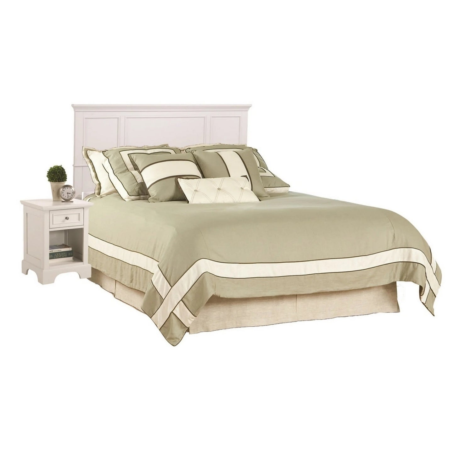 Homestyles Naples Off-White King Headboard and Nightstand