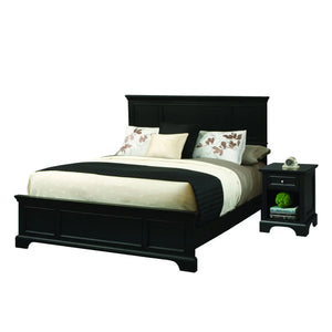 Homestyles Bedford Black Queen Bed and Nightstand