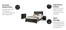 Load image into Gallery viewer, Homestyles Bedford Black Queen Bed, Nightstand and Chest