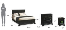 Load image into Gallery viewer, Homestyles Bedford Black Queen Bed, Nightstand and Chest