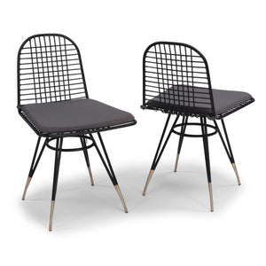 Homestyles Du Juor Black Chair with Cushion (Set of 2)