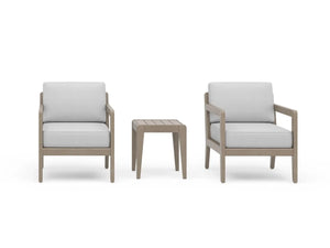 Homestyles Sustain Gray Outdoor Lounge Armchair Pair and End Table