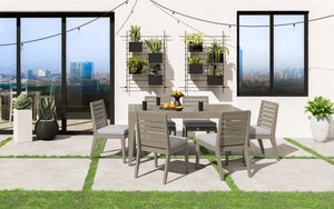 Homestyles Sustain Gray Outdoor Dining Table and Six Chairs