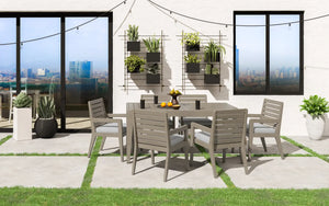 Homestyles Sustain Gray Outdoor Dining Table and Six Armchairs