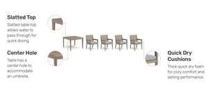 Homestyles Sustain Gray Outdoor Dining Table and Four Chairs