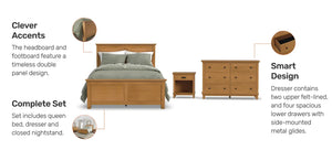 Homestyles Oak Park Brown Queen Bed, Nightstand and Dresser