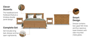 Homestyles Oak Park Brown King Bed, Two Nightstands and Dresser
