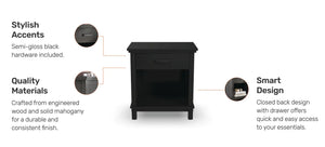 Homestyles Oak Park Black Nightstand