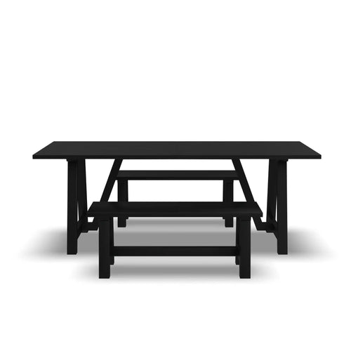 Homestyles Trestle Black Dining Table with 2 Benches