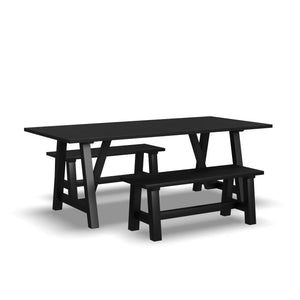 Homestyles Trestle Black Dining Table with 2 Benches
