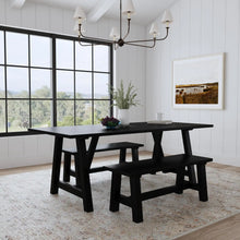 Load image into Gallery viewer, Homestyles Trestle Black Dining Table with 2 Benches
