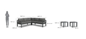Homestyles Grayton Gray 5 Seat Sectional with 2 End Tables