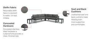 Homestyles Grayton Gray 5 Seat Sectional with 2 End Tables