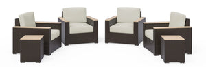 Homestyles Palm Springs Brown Outdoor Side Table Pair and Four Arm Chairs