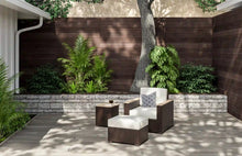 Load image into Gallery viewer, Homestyles Palm Springs Brown Outdoor Side Table, Arm Chair and Ottoman