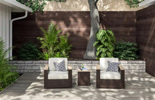 Load image into Gallery viewer, Homestyles Palm Springs Brown Outdoor Side Table and Arm Chair Pair