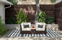 Load image into Gallery viewer, Homestyles Palm Springs Brown Outdoor Chair Pair and Storage Table