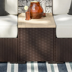 Homestyles Palm Springs Brown Outdoor Chair Pair and Storage Table