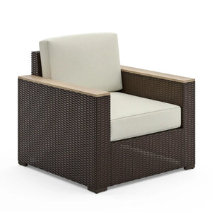 Homestyles Palm Springs Brown Outdoor Sofa, Arm Chair, Ottoman and Side Table