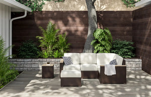 Homestyles Palm Springs Brown Outdoor 4 Seat Sectional