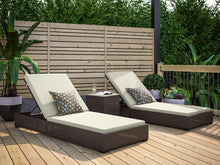 Load image into Gallery viewer, Homestyles Palm Springs Brown Outdoor Chaise Lounge Pair and Side Table