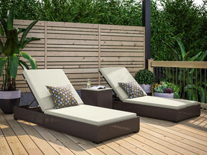 Homestyles Palm Springs Brown Outdoor Chaise Lounge Pair and Side Table