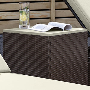 Homestyles Palm Springs Brown Outdoor Chaise Lounge Pair and Side Table