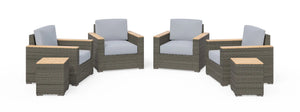 Homestyles Boca Raton Brown Outdoor Side Table Pair and Four Arm Chairs
