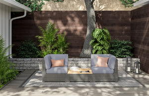 Homestyles Boca Raton Brown Outdoor Chair Pair and Coffee Table