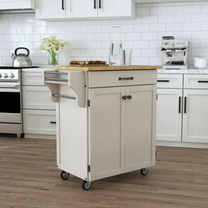 Homestyles Cuisine Cart Off-White Kitchen Cart