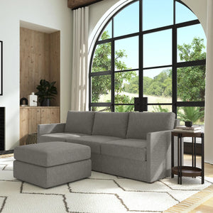 Flex Sofa with Narrow Arm and Ottoman - Pebble